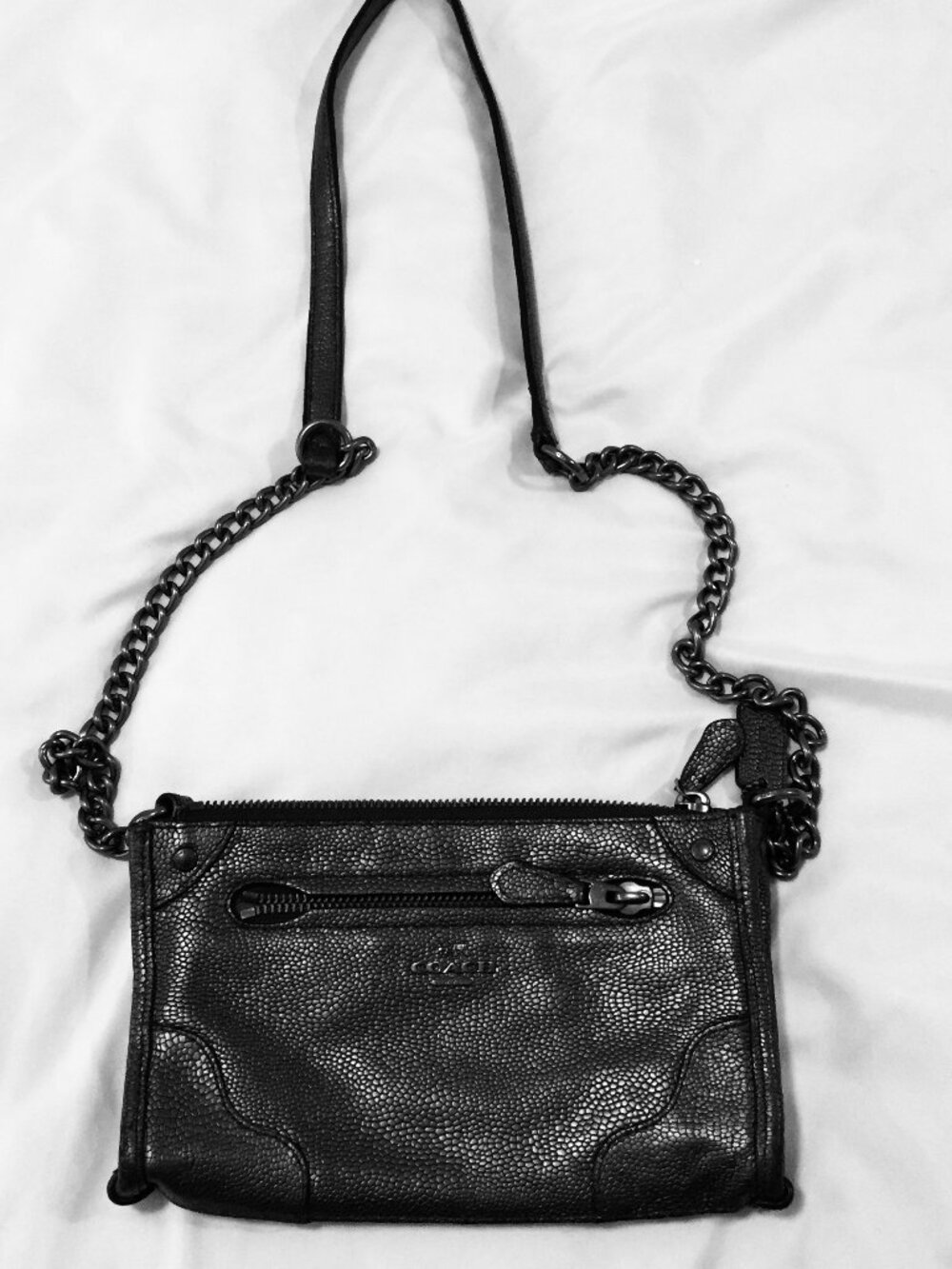 Coach MICKIE Pebbled Leather Crossbody Bag Purse Antique Nickel Pearlized F52646